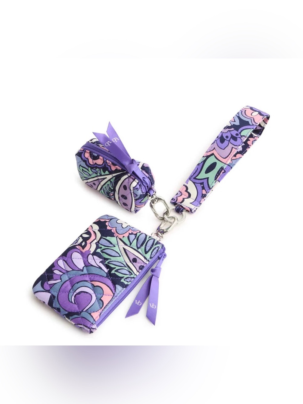Vera Bradley Mini Pouch Wristlet Zip ID Floral Swirls